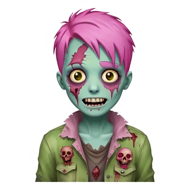 happy zoombie pink hair sticker