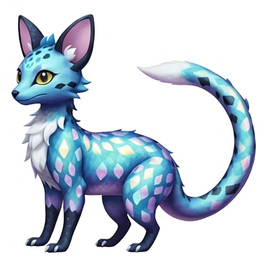 Shiny Pastel White Iridescent Celestial Salandit-Umbreon-Genet-Noivern-Noibat-Serval-Hybrid (Full body) sticker