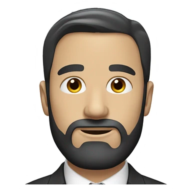 white Man with straight dark hair and beard and suit sticker