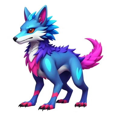 Epic Edgy Cute Colorful Modern Vernid-Protogen-Sergal-creature-animal full body sticker