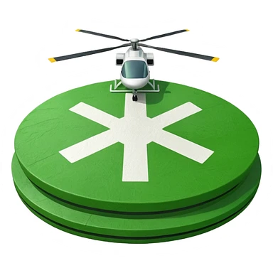 a helipad with a green surface and an H in the center sticker