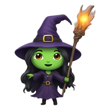A witch holding a wand sticker