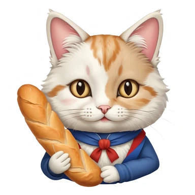 French cat with baguette  sticker