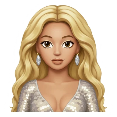Beyonce from Destiny's Child with long blonde hair, ivory sequin outfit sticker