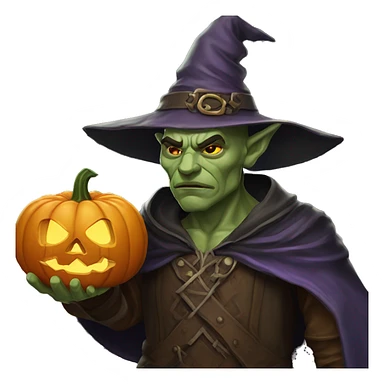 half-orc male wizard necromancer pumpkin sticker