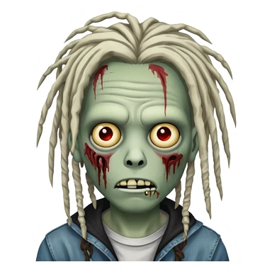 Emoji, Emo, zombie, locs written "CR" on his forehead  sticker