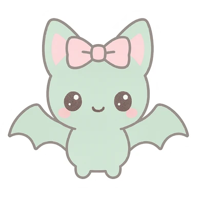 Add a cute gothic pet, a small bat with a pink bow, in kawaii gothic style. Preserve transparent background. sticker