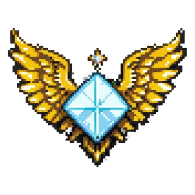 Diamond-shaped special member emblem with golden wings and star sticker