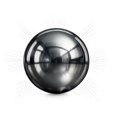 reflective chrome sphere emitting beams of light and energy, symbolizing power sticker