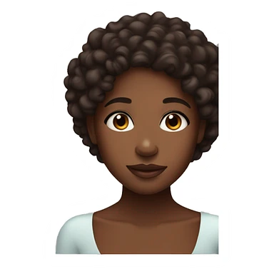 Medium black girl, with curly hair, brown eyes and freckles doing skincare  sticker