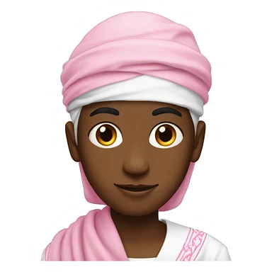a young black boy sheik with pink habib sticker
