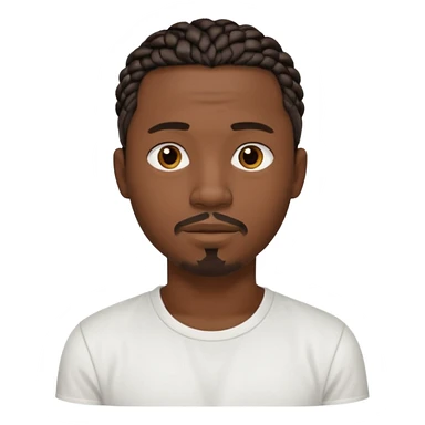 Hazme un emoji de un hombre negro con trenzas cortas, camiseta blanca y una pequeña perilla sin bigote sticker