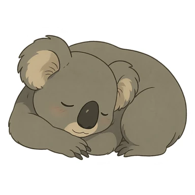 sleeping koala, peaceful and cozy in ghibli style sticker