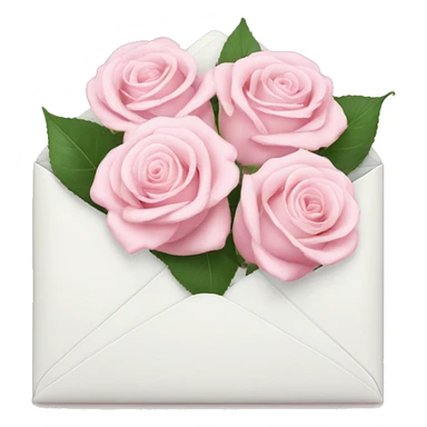 White envelope with light pink roses sticker