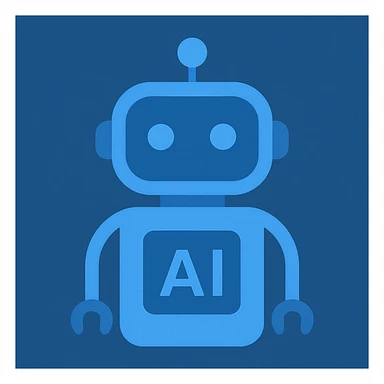 an AI agent, minimal, geometric, blue tones sticker