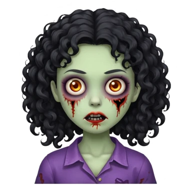 A girl zombie with black curly hair  sticker