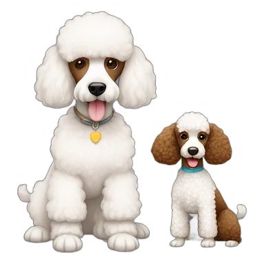 Brown poodle with a white poodle sticker