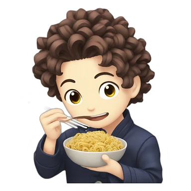 Tanjiro eating nudles sticker