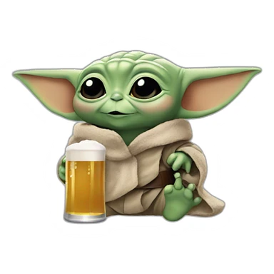 baby yoda qui bois une bière sticker