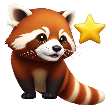 red panda with a yellow star sticker