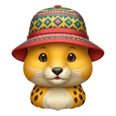 animal wearing patterned hat  sticker