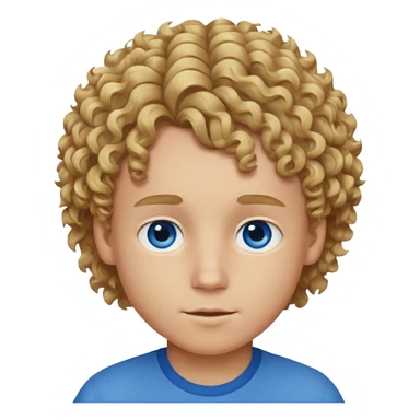 Boy with curly brown-blonde hair with blue eyes sticker