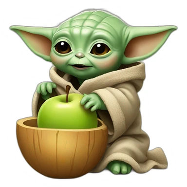 baby yoda eating apple sticker