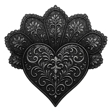 gothic style heart in black and silver with a lace fan sticker