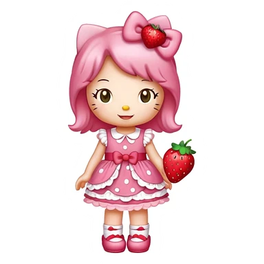hello kitty strawberry shortcake pink sticker