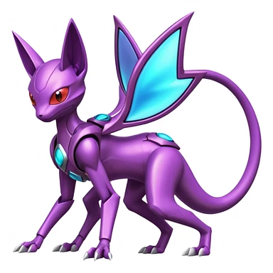 Futuristic armored cyber-Mewtwo-Sableye-Genesect-Deoxys-Espeon-alien-hybrid-fusion sticker