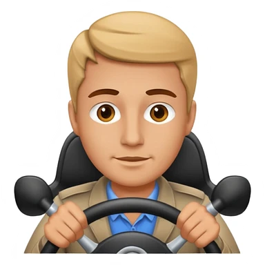 driver with simple face at steering wheel sticker