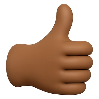 Edit the image of a hand giving a thumbs up emoji to change the skin tone of the hand to match the man's skin color from the reference photo. Maintain the 50% realistic emoji style with a transparent background. sticker