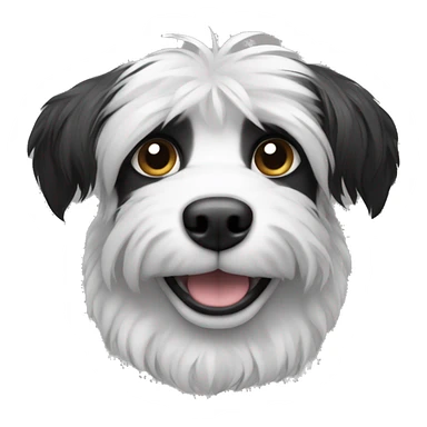 Shaggy black and white small dog with pointed ears  sticker