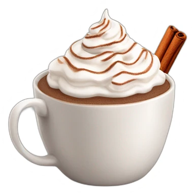 white mug of hot chocolate with whipped cream and cinnamon on top sticker