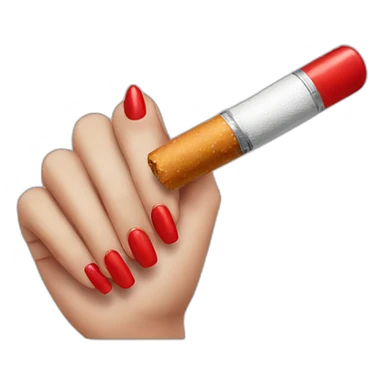 red nails holding cigarette sticker