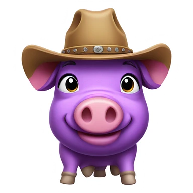 Purple pig wearing cowboy hat sticker
