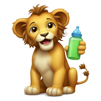 Cute lion with baby bottle  sticker