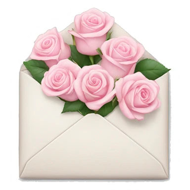 White envelope with light pink roses sticker