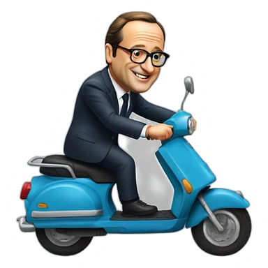 francois hollande sur un scooter sticker