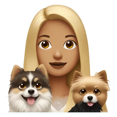 Blonde girl holding a white/brown pomeranian and a black pomeranian  sticker