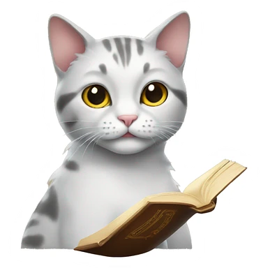 Cat with book sticker