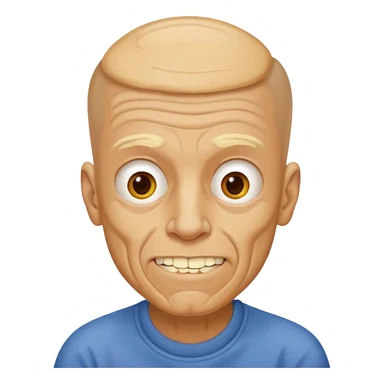 White man, barely any hair, lots and lots of wrinkles, bad yellow teeth, and peanut butter. Cerebral palsy sticker