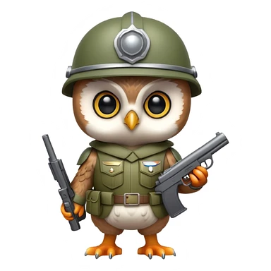 Baby owl soldier sticker
