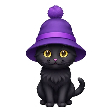 full length black cat with purple hat sticker
