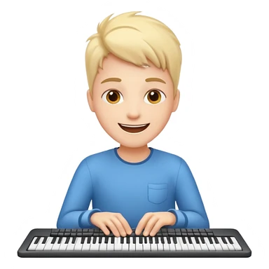 cheerful face using a keyboard, radiating calm and happiness sticker