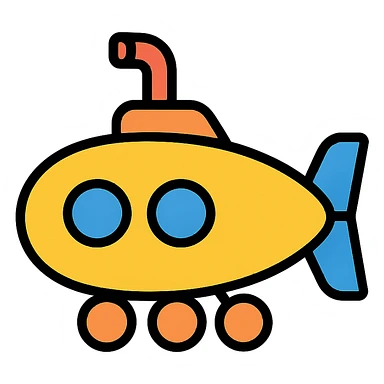 submarine in a clean, modern icon style sticker