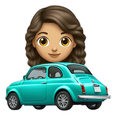 Girl-hair-brunette-over-car-fiat-500-turquesa sticker