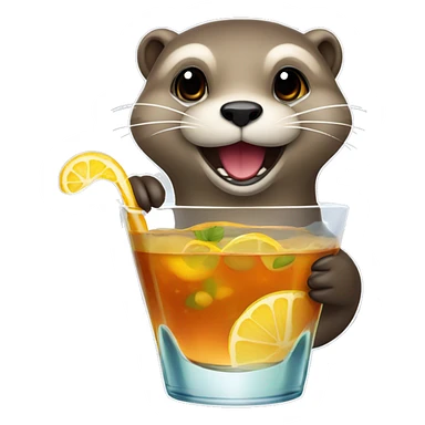 Loutre qui boit un cocktail sticker