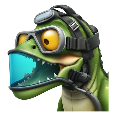 Dinosaur with a scuba diving mask sticker