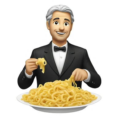 rich man eating pasta sticker